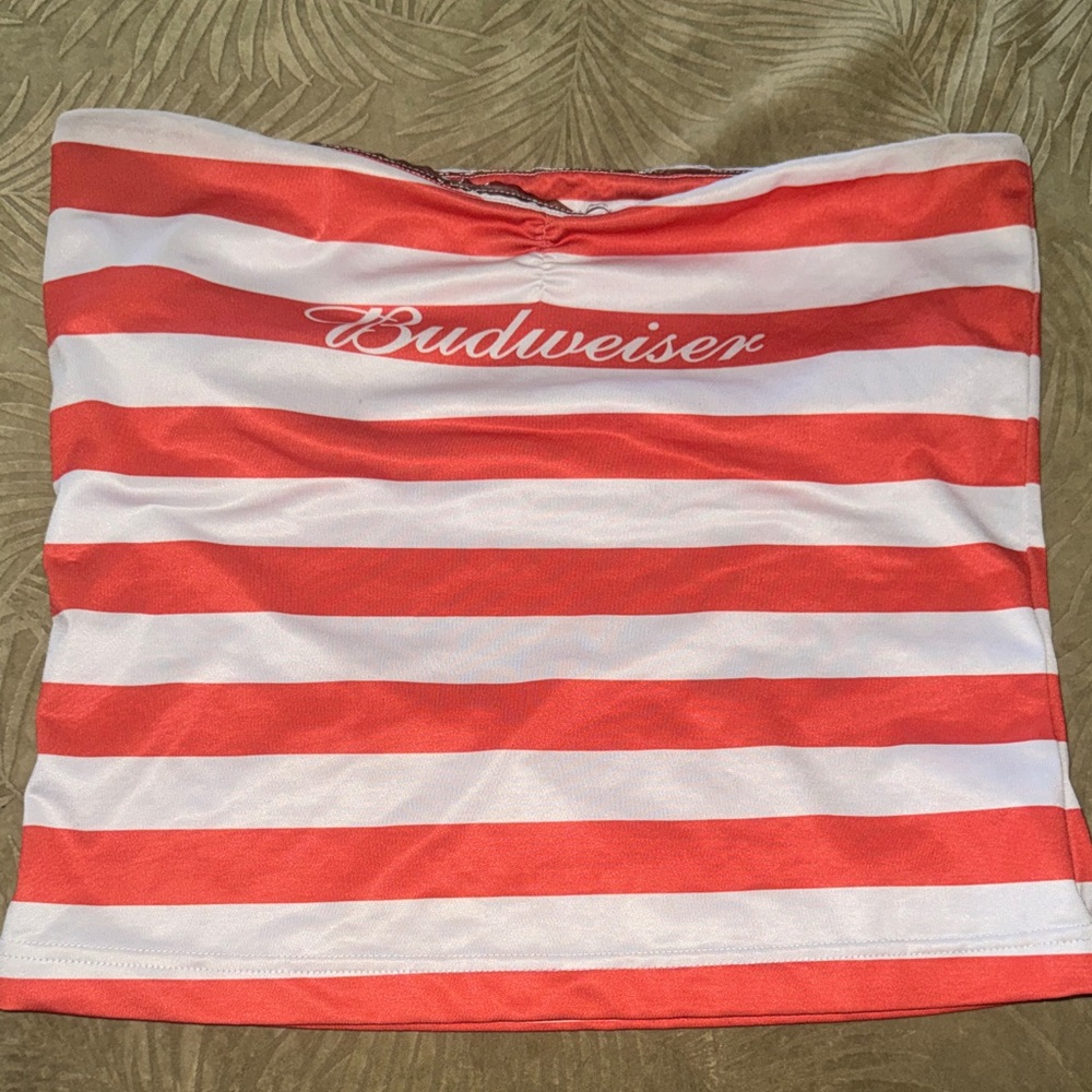 LAST CHANCE- Budweiser Red and White Striped Bathing Suit Top